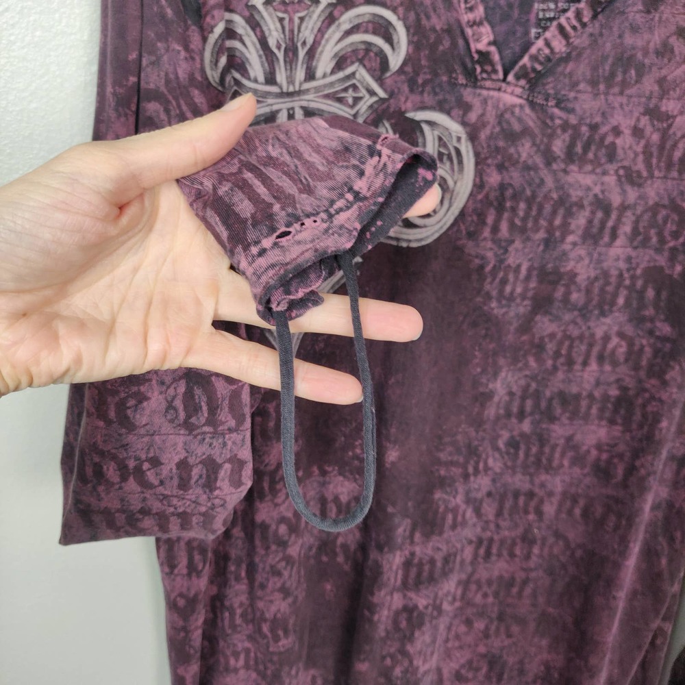 Affliction Shirt Men's 2XL Purple Embellished Graphics Metallic Back 100% Cotton - Picture 3 of 6
